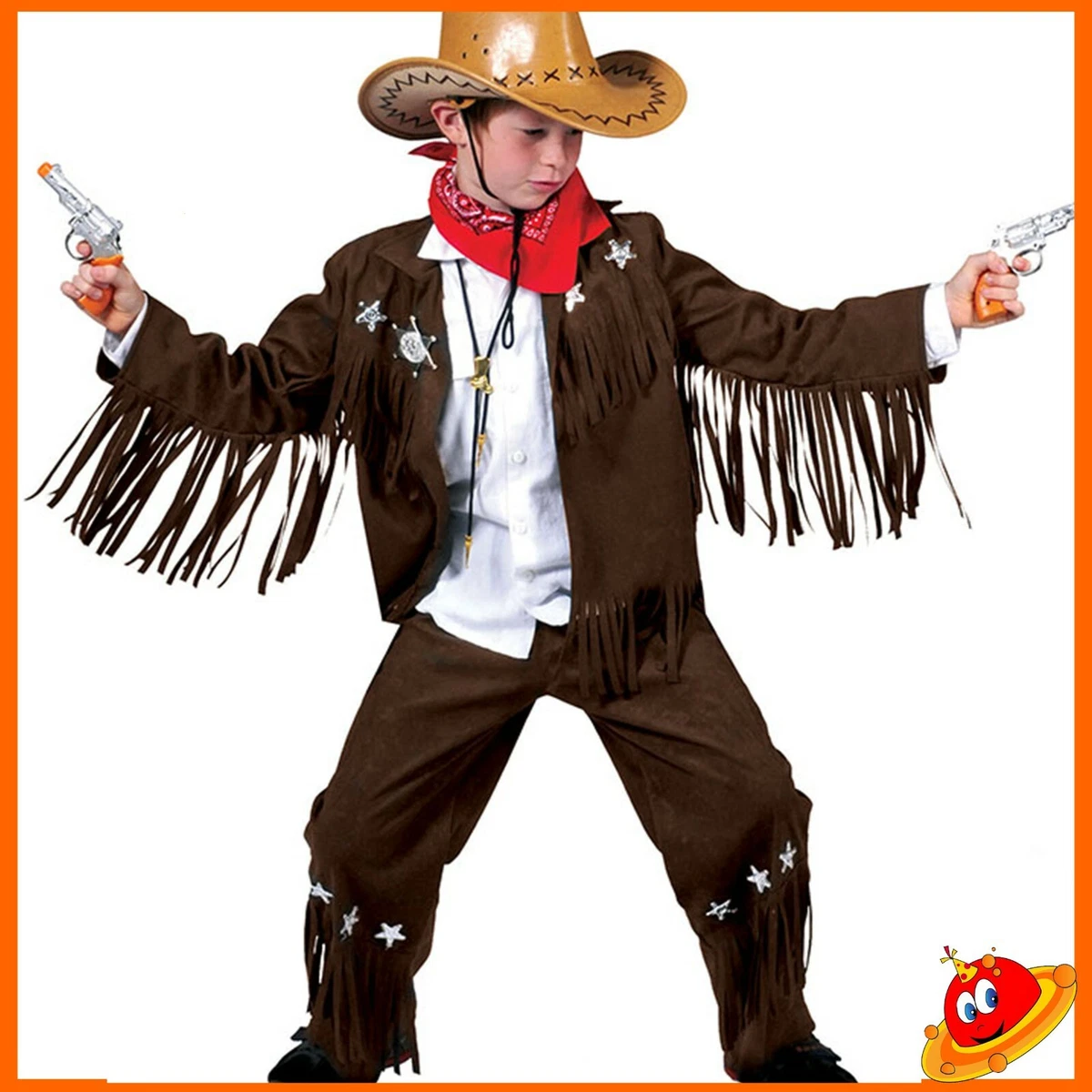 Costume Carnevale Ragazzo Bambino Sceriffo Cow Boy Danny Tg da 5 a 14 anni