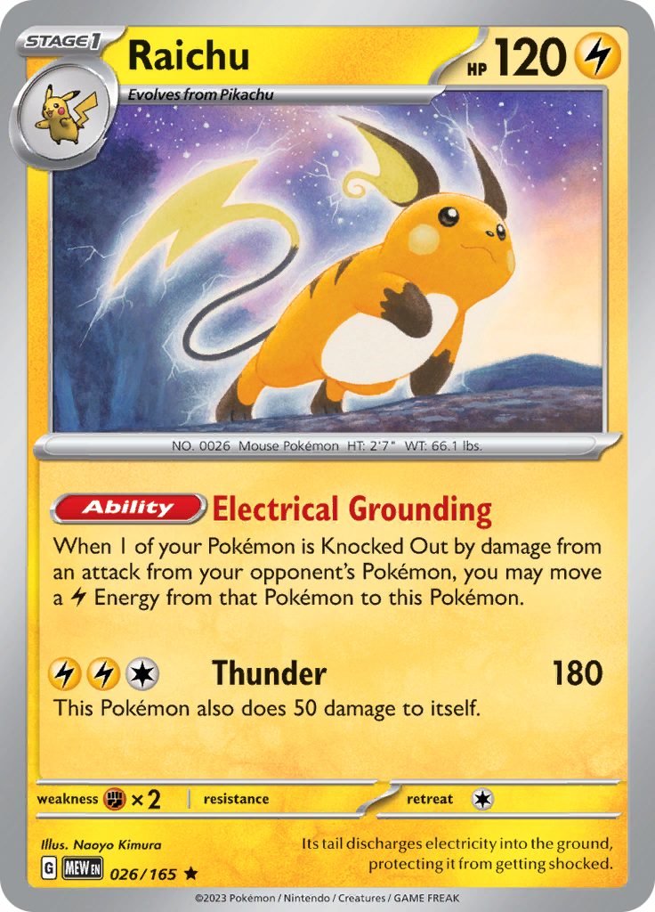 Pokémon TCG Raichu 026/165 Scarlet & Violet: 151 Holo Rare