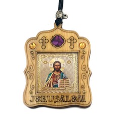 Car Room Wooden Icon Pendant on Rope Christ The Teacher Icon