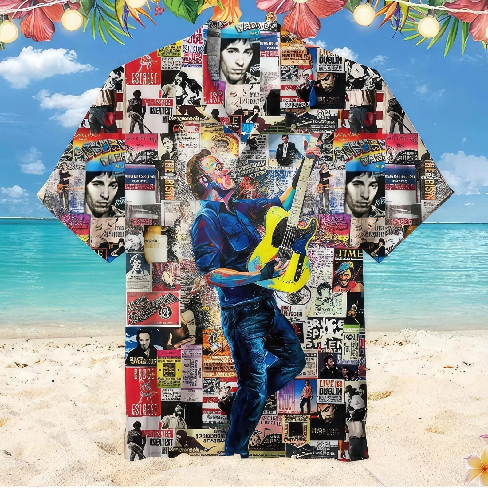 Bruce Springsteen Hawaiian Shirt  80s Vintage Retro Spring Shirt  Rock Lovers