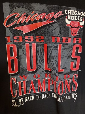 Chicago Bulls back to back championship 1991 1992 T shirt L