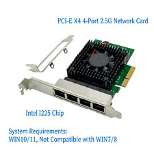 I225 Chip PCI-E X4 2.5G 4-Port Server NIC 2500M Gigabit 4-Port Industrial Camera
