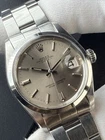 Rolex Oyster Perpetual Date 1500 Mens Auto Vintage Watch 34mm Silver Grey Dial