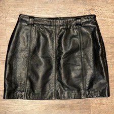 Vintage Wilsons leather Black Leather A-Line Mini Skirt - Size 28" Waist