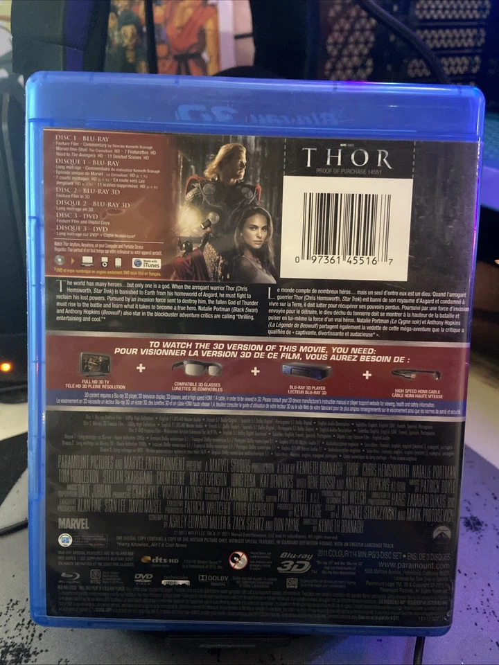 Thor (Blu-ray/DVD, 2011, Canadian 3D Includes Digital Copy) - Image 2 of 2
