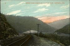 Horse Shoe Curve ~ P&NW Railroad track ~ Altoona Pennsylvania c1910 postcard
