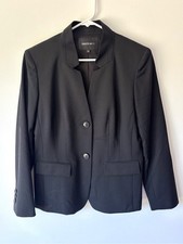 Lafayette 148 New York Black Blazer Virgin Wool Button Front Professional Office