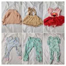 Lot of 6 Baby Girl Size 12 Cute Clothes Sleeper Pijama, Pants, Dress, Shirt