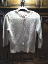 Angora Cardigan With Jeweled Flower Buttons