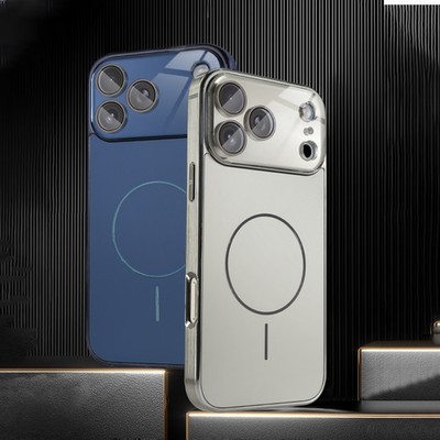 Gebürstetes galvanisiertes TPU-Rand Case MagSafe Hülle für iPhone Serie Pro Max