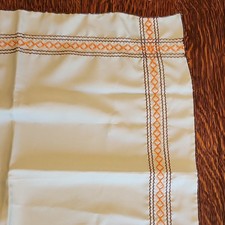 Vintage Mid-century Head Scarf Kerchief Geometric Border 21x21 100 Polyester