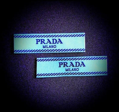PRADA コート　青タグ Set Of 2 Long Prada Blue Logo Woven Label Garment/Sawing Or 1