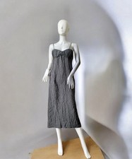 Zara : Ruched Midi Slip Dress Viscose Polyamide Strappy Sleeves Backless Lined