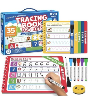 Preschool Learning Activities Letter Tracing Books for Kids Ages 3-5 Dry Erase