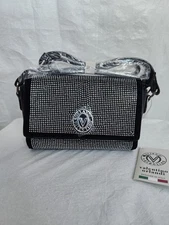 NEW Valentino Orlandi Studded Crossbody Bag MSRP $199 NWT Black Bling Rhinestone