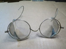 Antique Safety/Mototcycle Goggles W/Folding Side Shields Round Lens