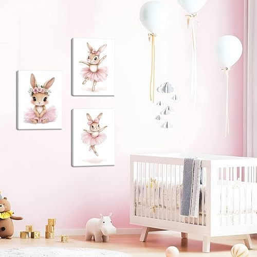 Baby Girl Nursery Wall Decor, Easter Nursery Canvas Wall Art Paintings Set of - Picture 6 of 8