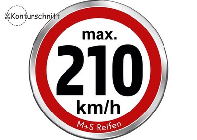 12 x Geschwindigkeitsaufkleber für M+S Winterreifen - max. 210 km/h Ø 30 mm