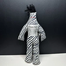 Dammit Doll Plush Blue White Zebra Stripes w/Tag Stress Relief Black Hair 12.5"