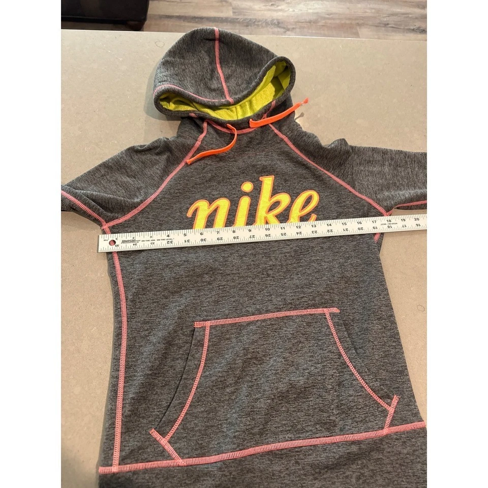 Nike Therma-FIT Sudadera con Capucha para Mujer XS Gris Amarillo Rosa Pullover Sudadera Atlética Foto 3 de 4