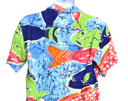 Vintage JAMS WORLD Hawaiian Shirt Men Size S Fish Print Multicolor Small - Picture 3 of 6
