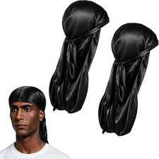 2PCS Durag for Men Women, Silk Satin Durag for 360 Waves, Long Wide Smooth Breat