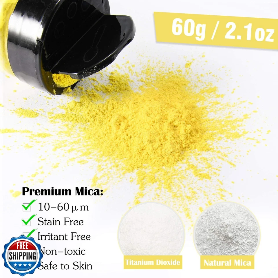 Yellow Mica Powder - 2.1 Ounces/ 60 Grams - Natural Epoxy Resin Dye –Mica Pow - Image 3 of 4