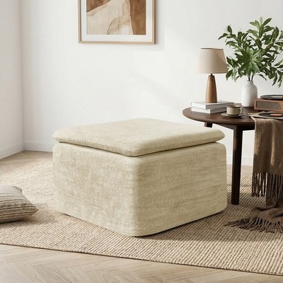 23.62''Plush Corduroy Cloud Ottoman Boneless Memory Foam Footrest for Living Room