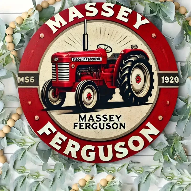 Diseño de tractor Massey Ferguson, placa de pared redonda de aluminio / letrero, nuevo Foto 2 de 4