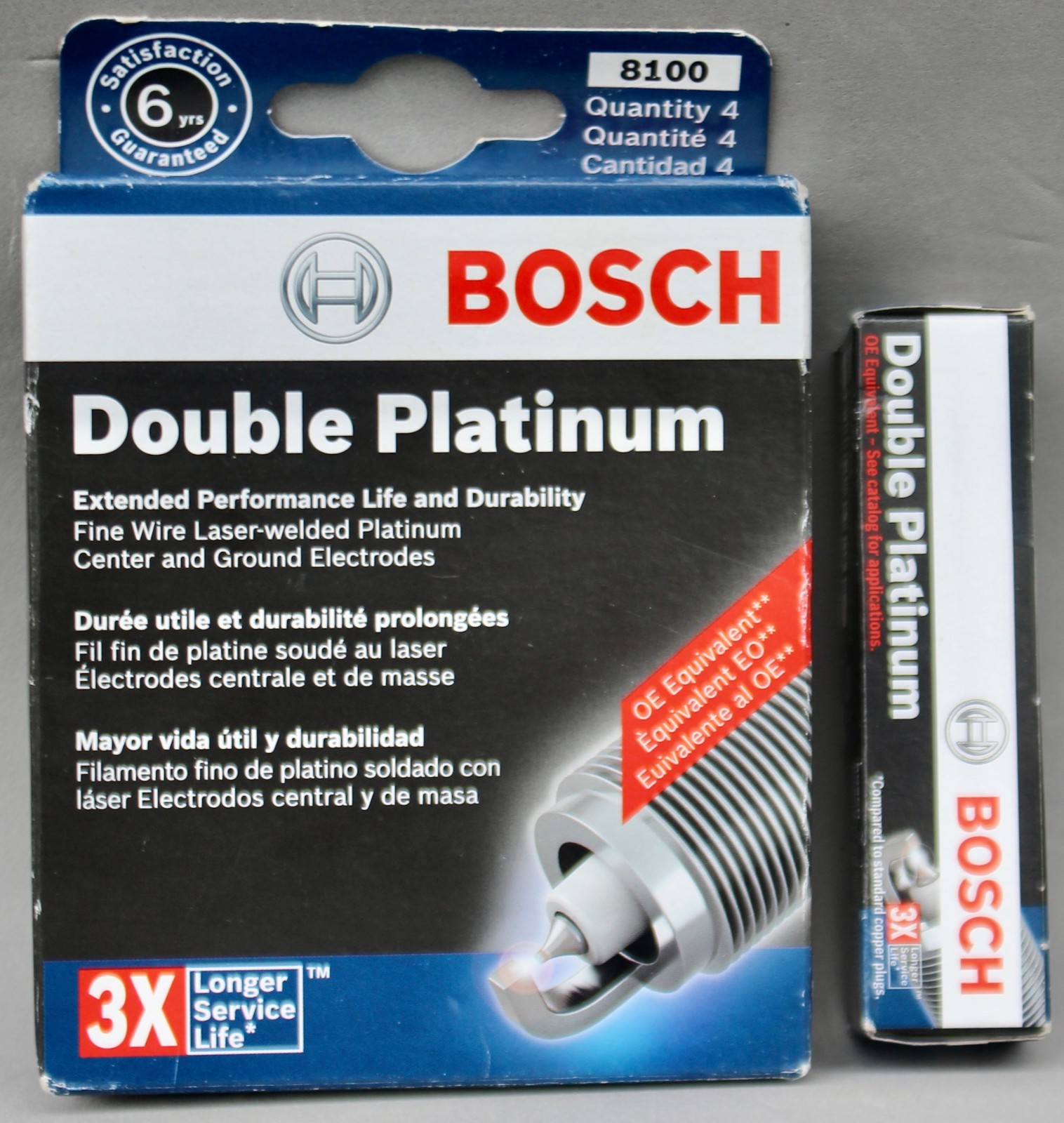 Set of 5 Bosch 8100 Double Platinum Spark Plugs, Factory Sealed