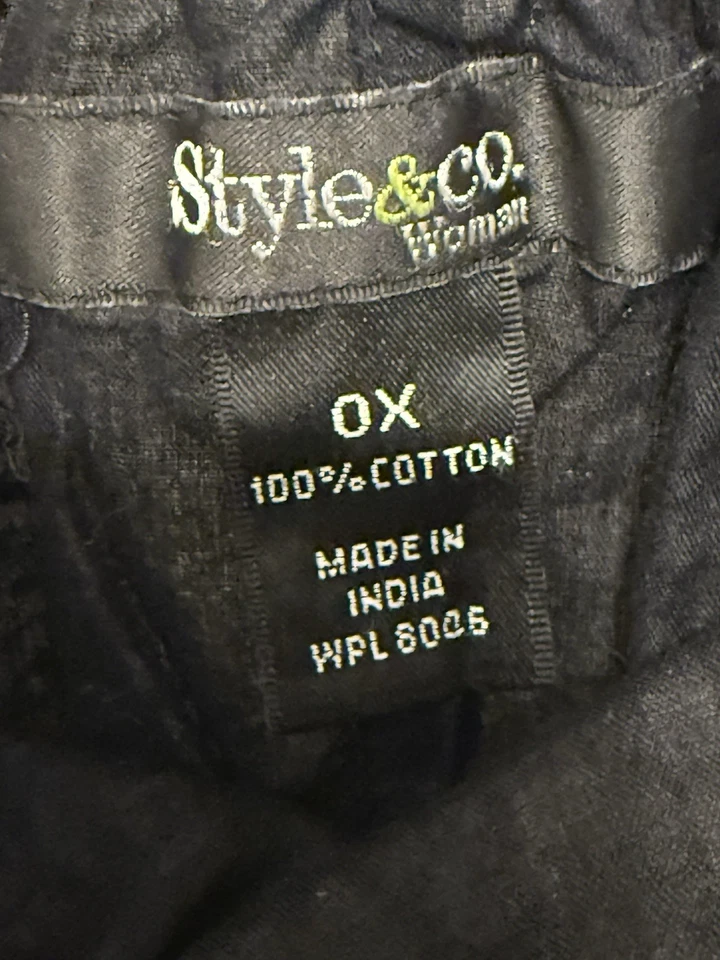 Falda de algodón Style and Co. para mujer talla OX BoHo acampanada blanca/negro/bronceada Foto 3 de 4