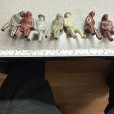 Vintage 1950's REL Plastics - Swirled Hard Plastic Wagon Driver with Rifle 7 Pcs