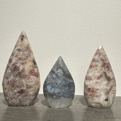 3 Piece Crystal Teardrop - Sunstone/moonstone & Moss Agate 3 -4.75 
