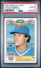 1985 TOPPS ALL-STAR GLOSSY SET OF 22 #3 RYNE SANDBERG PSA 10
