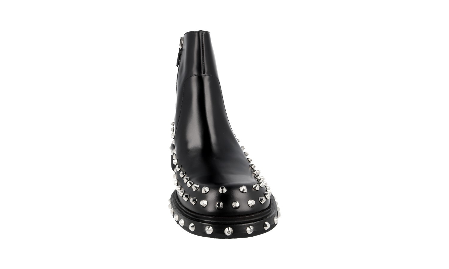 PRADA Leather Ankle Boots Booties - STUDDED Rivets Black - NEW -  11 45 image 8
