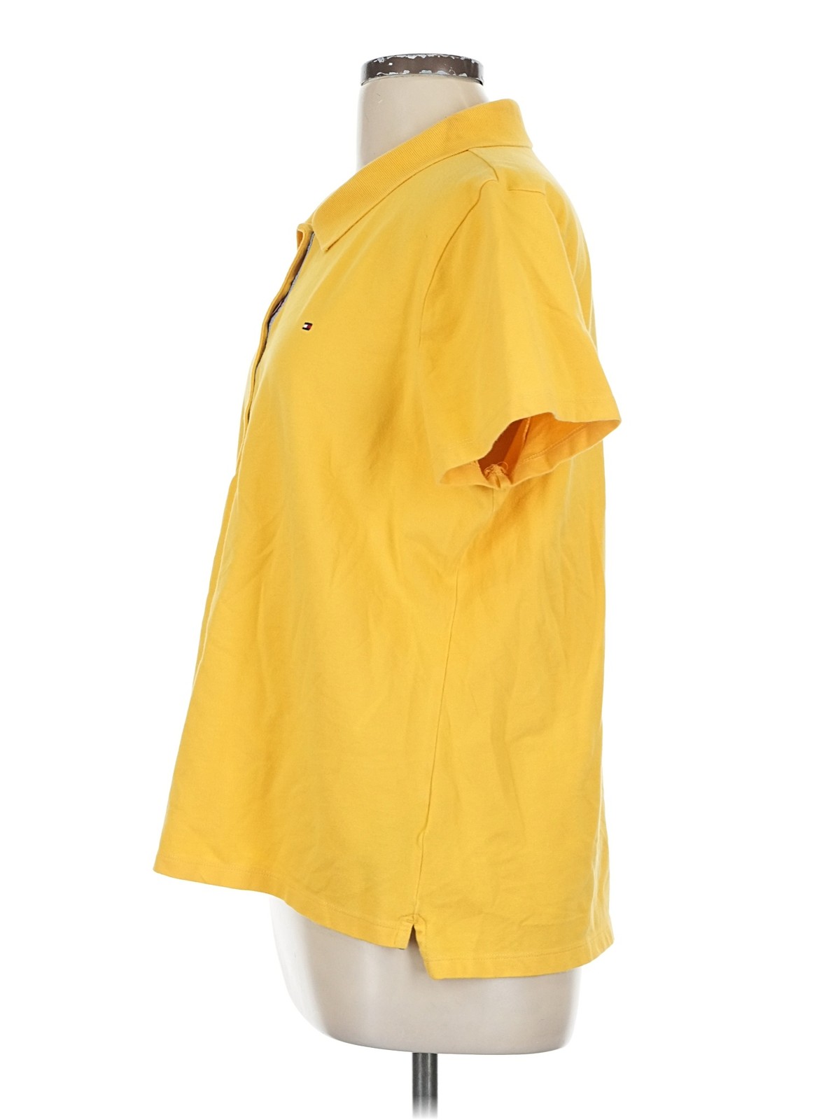 Tommy Hilfiger Women Yellow Short Sleeve Button-Down Shirt L thumbnail 4