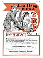 1922 Ad International Stamping Co Chicago 2-R-3 Tire Carrier Carry 2 Or 3 Spares