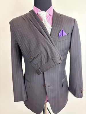 Gorgeous Ermenegildo ZEGNA Modern Pinstriped ***Fully CANVASSED*** Suit 42 R e52