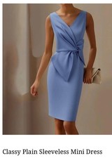 Classy Plain Sleeveless Mini Dress - Blue, Size M (never been worn)