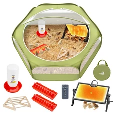 Pawaboo 6-in-1 Chicken Brooder Box Starter Kit Tent Heating Plate Perch