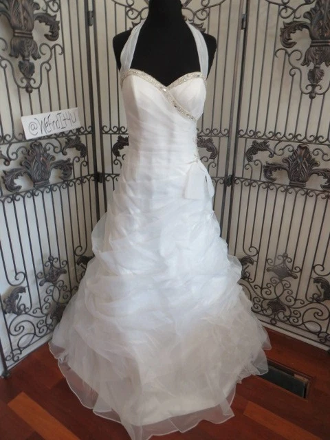 VESTIDO DE NOIVA FORMAL 441W DEDERE KIANG 7008 TAMANHO 12 MARFIM LEVE COM MIÇANGAS - Imagem 2 de 4