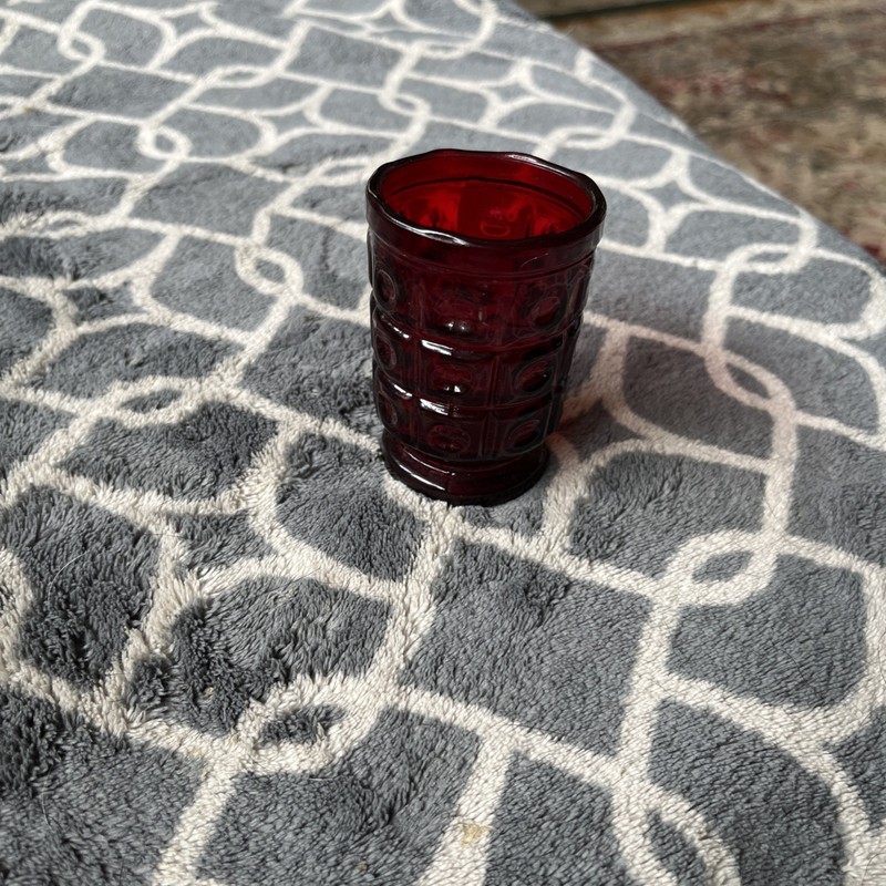 RUBY GLASS   VIKING GLASS BULLS EYE TOOTHPICK MATCH HOLDER 3”