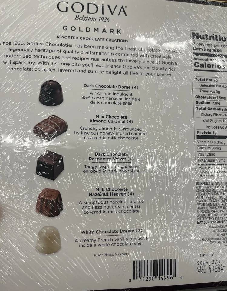 Caja de regalo de vacaciones Godiva Goldmark surtida creaciones de chocolate 18 piezas 7,7 oz Foto 4 de 4