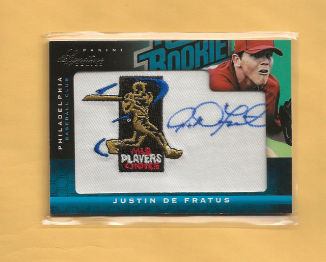 2012 Donruss Signature Players PATCH #129 Justin De Fratus RC AUTO #209/299
