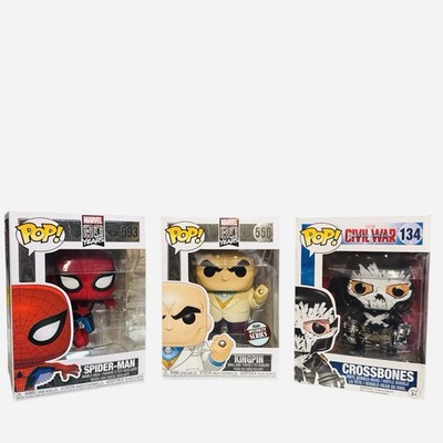 Marvel Funko Pop Lot Spider-Man 80 Years Crossbones Marvel Heroes (3)