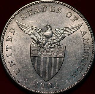1904 S Philippines One Peso Silver Foreign Coin