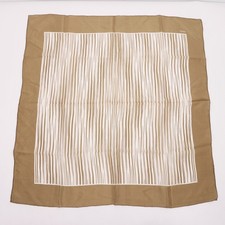 Vintage ECHO Silk Scarf 26" Brown Tan White Abstract Stripe Barcode Foulard
