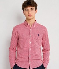 Ralph Lauren Boys Red Checkered Oxford Shirt Size Large 14/16