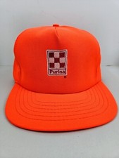 Vintage USA MADE Purina Chow Day Glow Hunting Trucker Hat Snapback Dad Cap