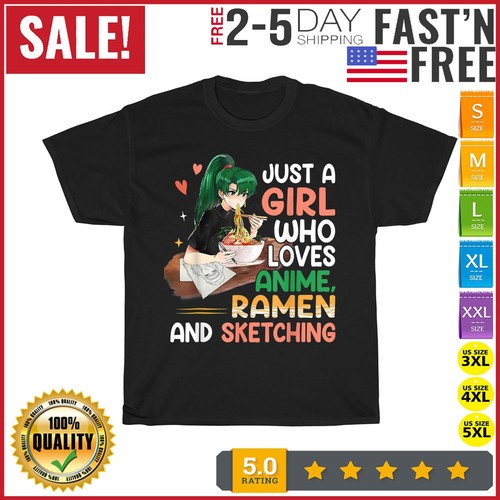 Just A Girl Who Loves Anime Ramen And Sketching Japan Anime T Shirt Men Women - 第 1/9 張圖片